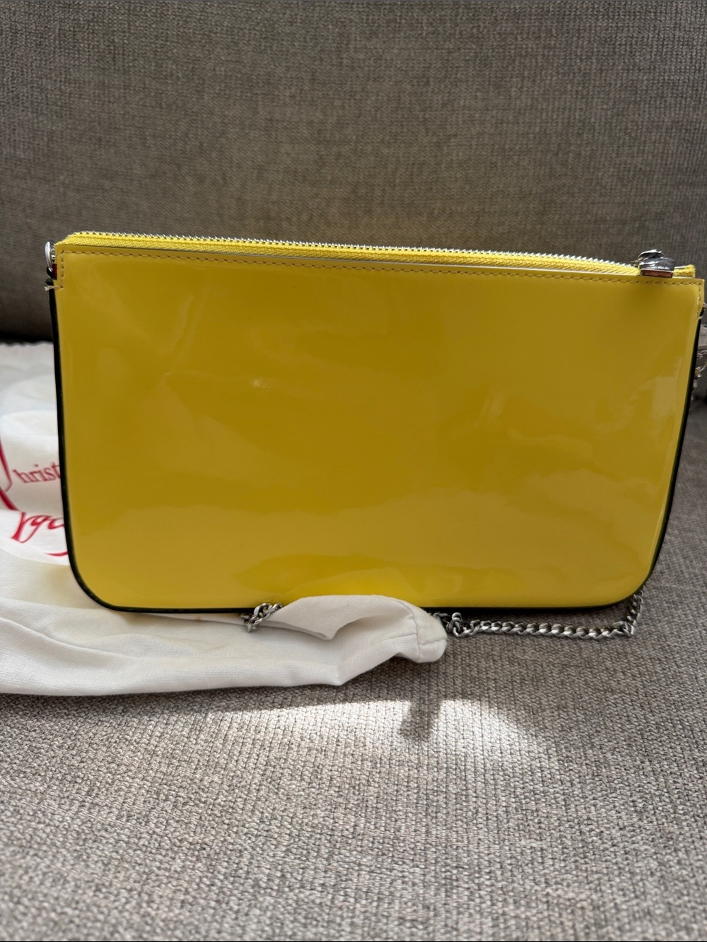 Christian Louboutin Yellow Patent Leather Crossbody with Silver Chain